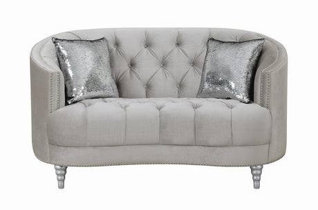 Avonlea Gray Sloped Arm Tufted Loveseat by Coaster at Eve Furniture