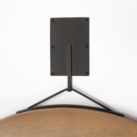 Avram Round Brown Wood Frame Mirror by Mercana at Eve Furniture