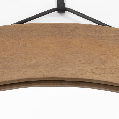 Avram Round Brown Wood Frame Mirror by Mercana at Eve Furniture