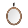 Avram Round Brown Wood Frame Mirror by Mercana at Eve Furniture