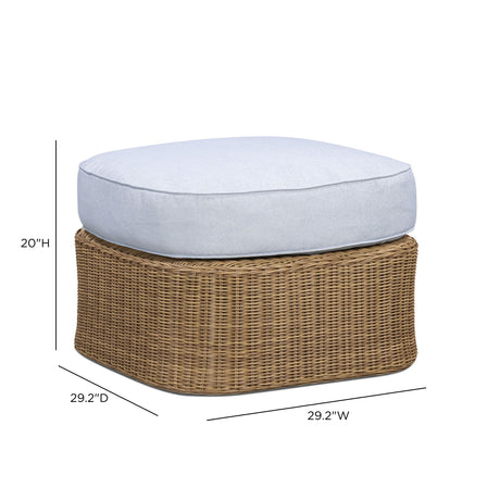 Axel Blue Boucle Outdoor Ottoman by TOV Furniture at Eve Furniture