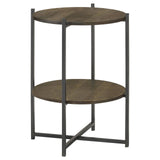 Axel Natural/Gunmetal Round Accent Table with Open Shelf by Coaster at Eve Furniture