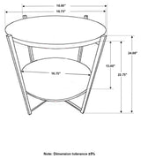 Axel Natural/Gunmetal Round Accent Table with Open Shelf by Coaster at Eve Furniture