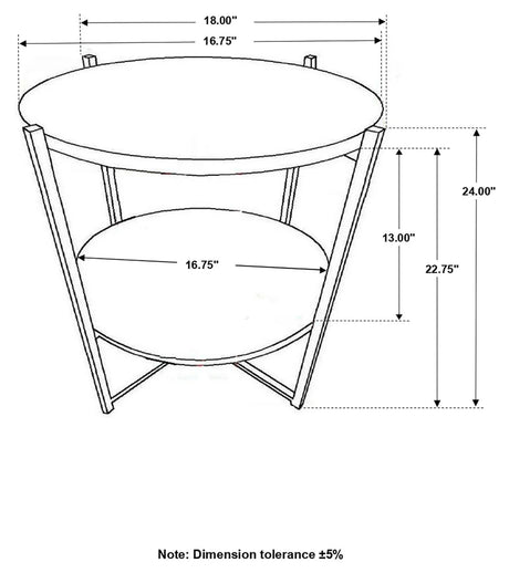 Axel Natural/Gunmetal Round Accent Table with Open Shelf by Coaster at Eve Furniture