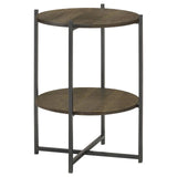 Axel Natural/Gunmetal Round Accent Table with Open Shelf