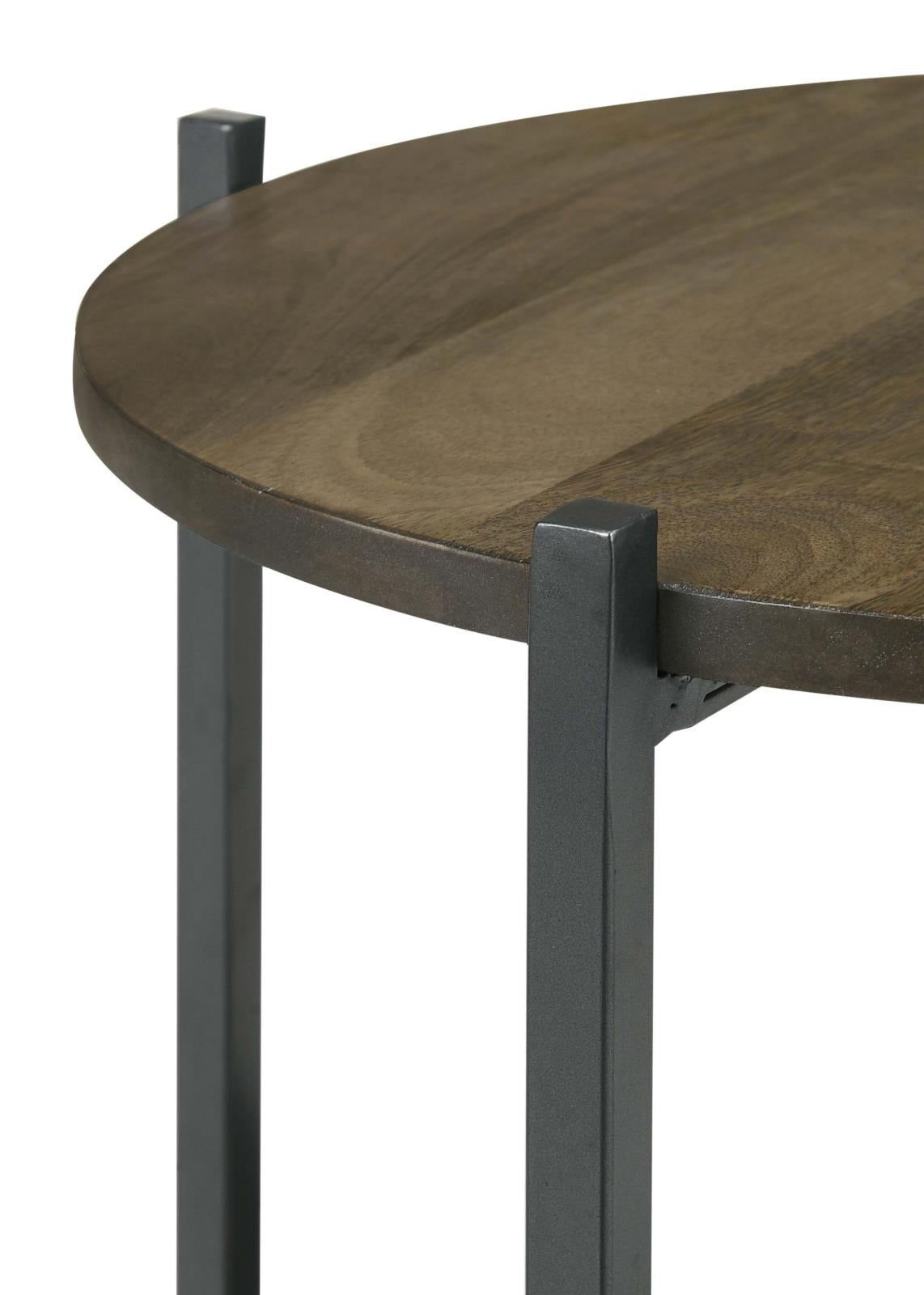 Axel Natural/Gunmetal Round Accent Table with Open Shelf