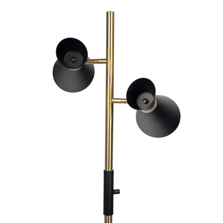 Axis Brassed Gold Floor Lamp with 4-Way Switch Double Spots with Metal Base by Ashcroft Furniture at Eve Furniture