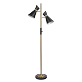 Axis Brassed Gold Floor Lamp with 4-Way Switch Double Spots with Metal Base