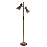 Axis Brassed Gold Floor Lamp with 4-Way Switch Double Spots with Metal Base