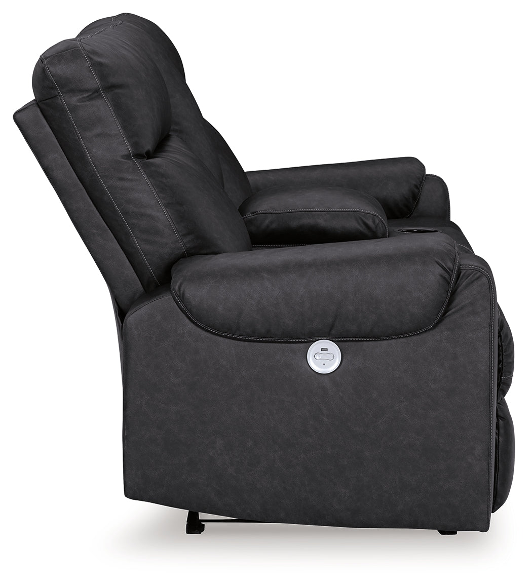 Axtellton Carbon Power Reclining Loveseat with Console