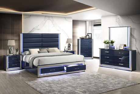 Aya Led Dark Navy Platform Bedroom Set by New Era Innovations at Eve Furniture