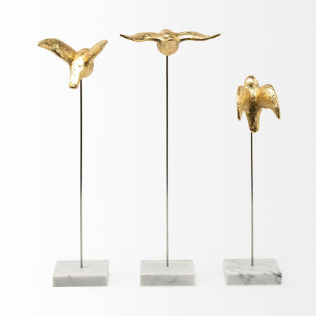Aya Set of 3 11L x 4W Gold Metal Decorative Birds by Mercana at Eve Furniture