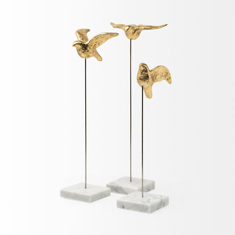 Aya Set of 3 11L x 4W Gold Metal Decorative Birds by Mercana at Eve Furniture