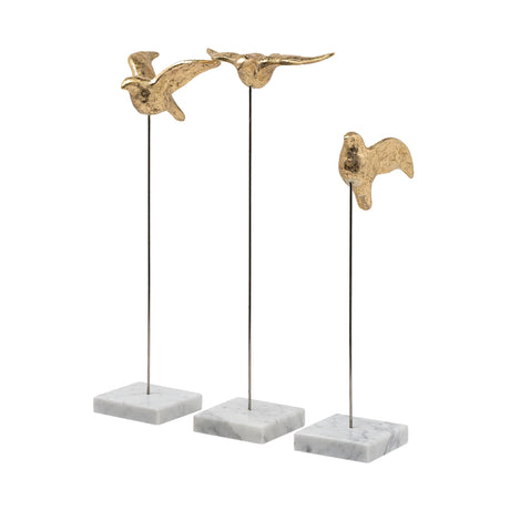 Aya Set of 3 11L x 4W Gold Metal Decorative Birds by Mercana at Eve Furniture
