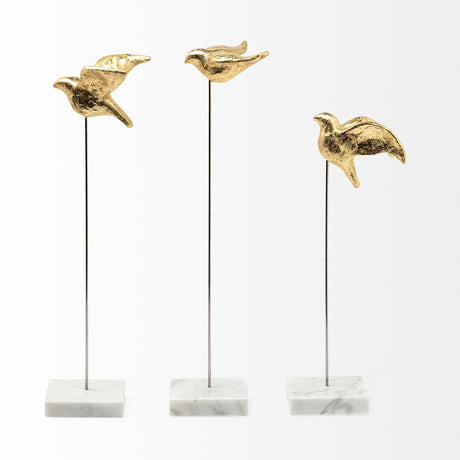 Aya Set of 3 Gold Metal Decorative Birds by Mercana at Eve Furniture