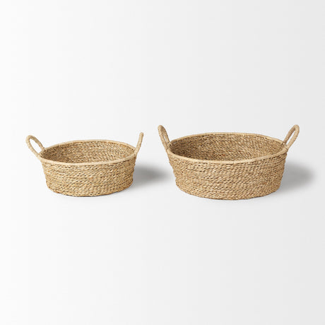 Ayanna Set of 2 Deep Nesting Seagrass Baskets w/ Handles by Mercana at Eve Furniture