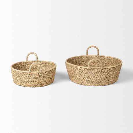 Ayanna Set of 2 Deep Nesting Seagrass Baskets w/ Handles by Mercana at Eve Furniture