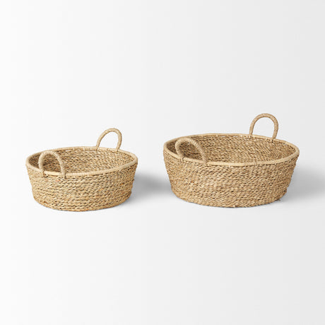 Ayanna Set of 2 Deep Nesting Seagrass Baskets w/ Handles by Mercana at Eve Furniture