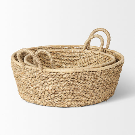 Ayanna Set of 2 Deep Nesting Seagrass Baskets w/ Handles by Mercana at Eve Furniture