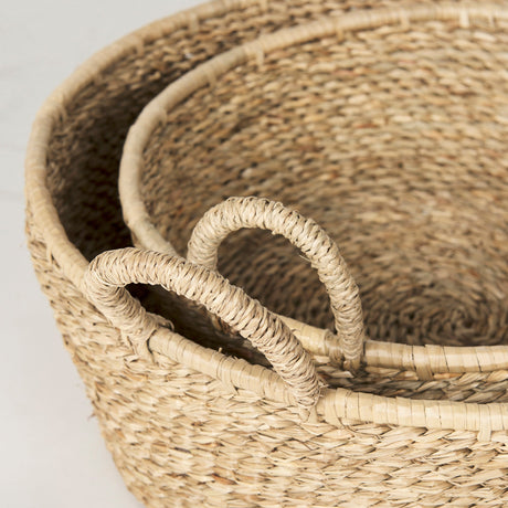 Ayanna Set of 2 Deep Nesting Seagrass Baskets w/ Handles by Mercana at Eve Furniture