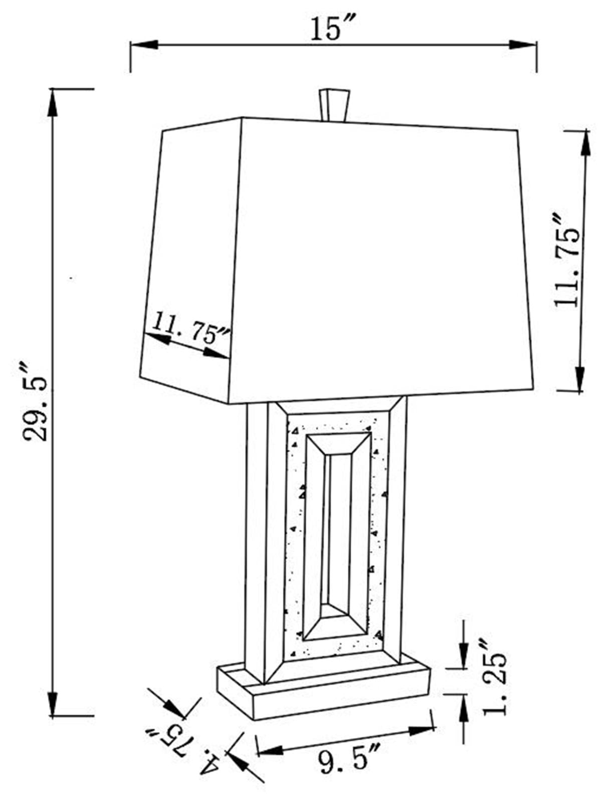 Ayelet Table Lamp with Square Shade White/Mirror