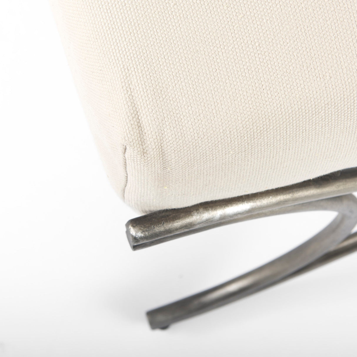 Ayla 55L x 17.6W x 18H Cream Fabric Seat W/ Antique Nickel Frame Bench by Mercana at Eve Furniture