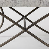 Ayla 55L x 17.6W x 18H Dark Gray Fabric Seat W/ Dark Nickel Metal Frame Bench by Mercana at Eve Furniture