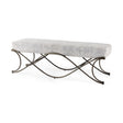 Ayla 55L x 17.6W x 18H Dark Gray Fabric Seat W/ Dark Nickel Metal Frame Bench by Mercana at Eve Furniture