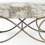 Ayla 55L x 17.6W x 18H Light and Dark Gray Fabric Seat W/ Antique Gold Metal Frame Bench by Mercana at Eve Furniture