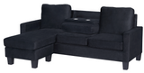 Ayla Black Velvet Reversible Sofa Chaise