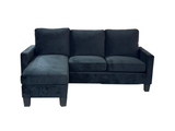 Ayla Black Velvet Reversible Sofa Chaise