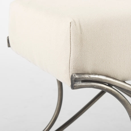 Ayla Cream Fabric Seat W/ Antique Nickel Frame Bench by Mercana at Eve Furniture