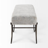 Ayla Dark Gray Fabric Seat W/ Dark Nickel Metal Frame Bench by Mercana at Eve Furniture