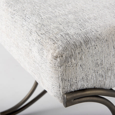 Ayla Dark Gray Fabric Seat W/ Dark Nickel Metal Frame Bench by Mercana at Eve Furniture