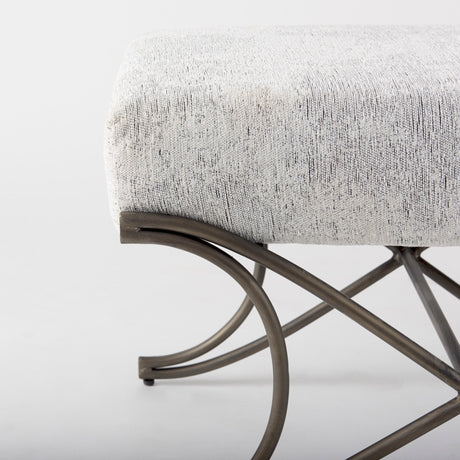Ayla Dark Gray Fabric Seat W/ Dark Nickel Metal Frame Bench by Mercana at Eve Furniture
