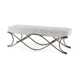 Ayla Dark Gray Fabric Seat W/ Dark Nickel Metal Frame Bench by Mercana at Eve Furniture