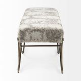 Ayla Light and Dark Gray Fabric Seat W/ Antique Gold Metal Frame Bench by Mercana at Eve Furniture