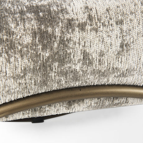 Ayla Light and Dark Gray Fabric Seat W/ Antique Gold Metal Frame Bench by Mercana at Eve Furniture