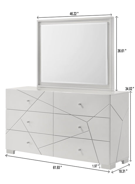 Ayla White Bedroom Mirror (Mirror Only) by Crown Mark at Eve Furniture