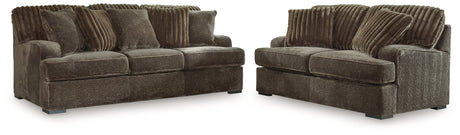 Aylesworth Chocolate Sofa and Loveseat by Ashley at Eve Furniture