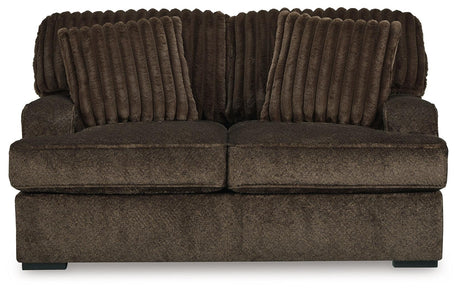 Aylesworth Chocolate Loveseat by Ashley at Eve Furniture