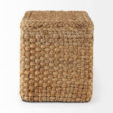 Aylin Square Brown Jute Pouf by Mercana at Eve Furniture