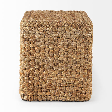 Aylin Square Brown Jute Pouf by Mercana at Eve Furniture