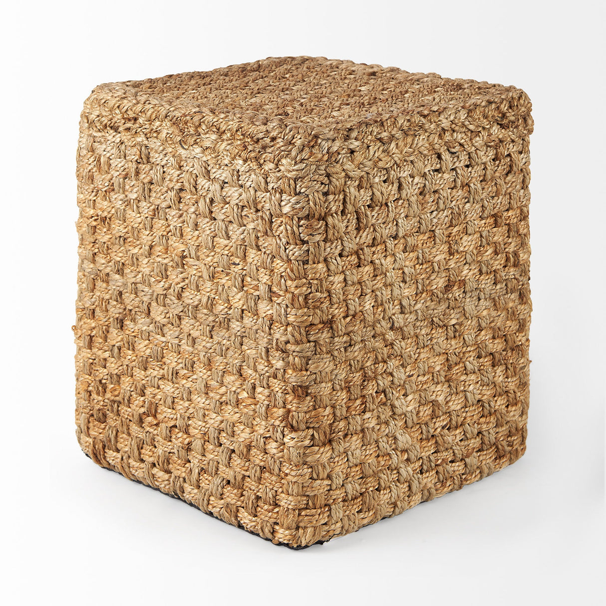 Aylin Square Brown Jute Pouf by Mercana at Eve Furniture
