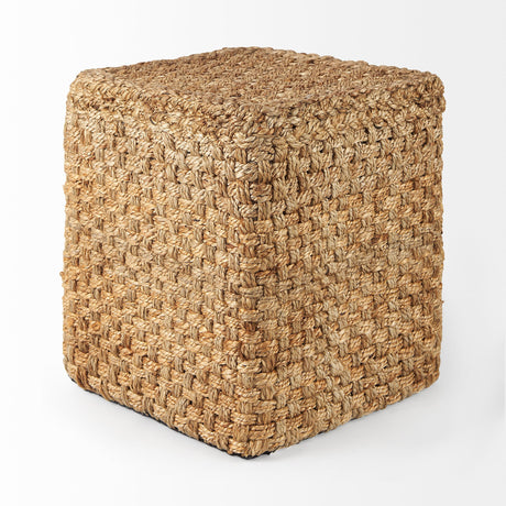 Aylin Square Brown Jute Pouf by Mercana at Eve Furniture