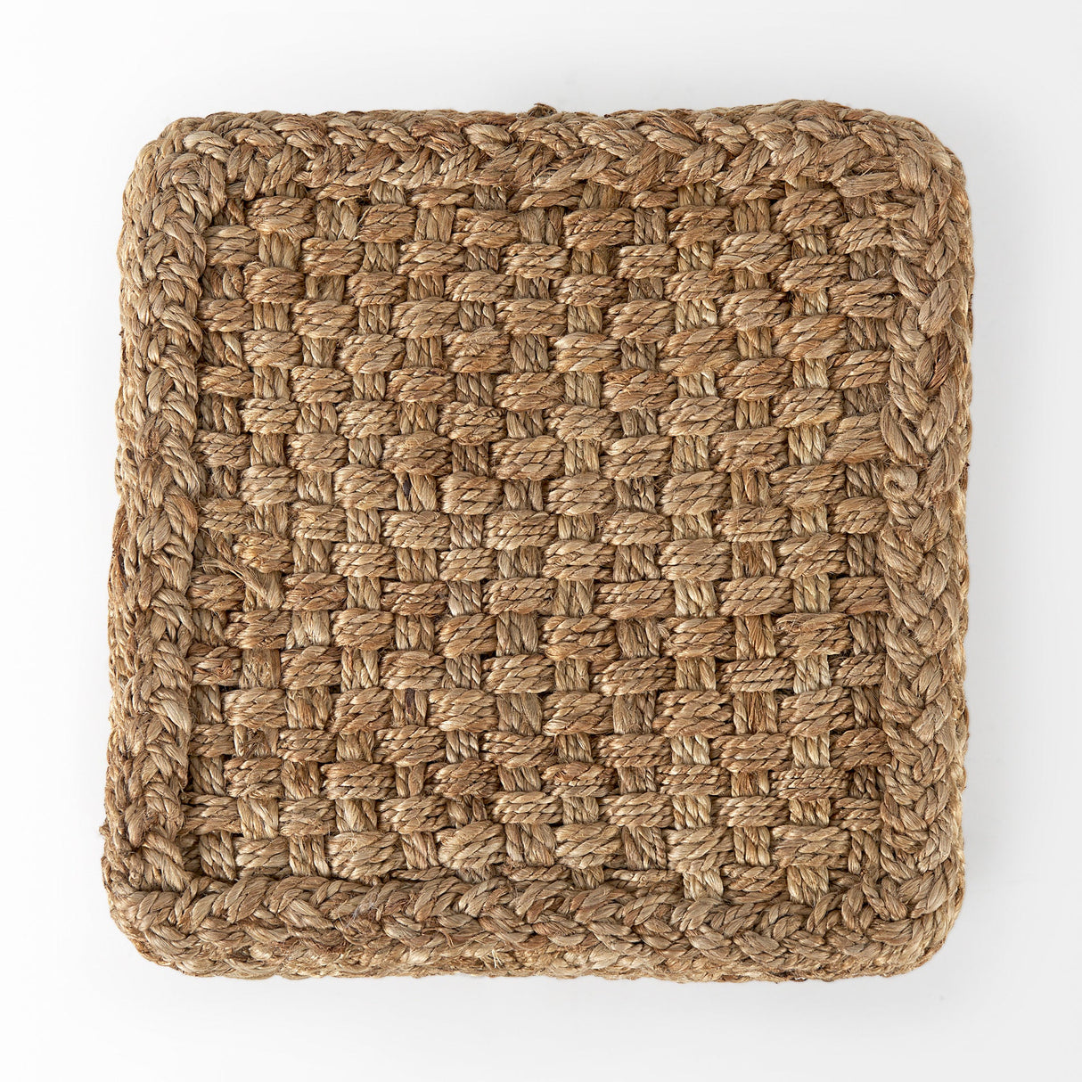 Aylin Square Brown Jute Pouf by Mercana at Eve Furniture