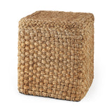 Aylin Square Brown Jute Pouf by Mercana at Eve Furniture