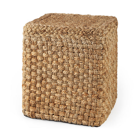 Aylin Square Brown Jute Pouf by Mercana at Eve Furniture