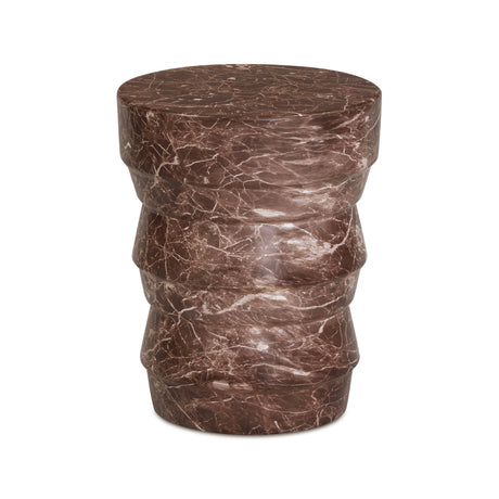 Ayon Faux Red Levanto Marble Indoor/Outdoor Concrete Side Table by TOV Furniture at Eve Furniture