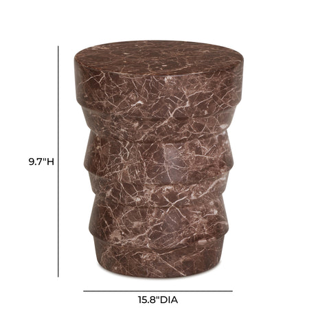 Ayon Faux Red Levanto Marble Indoor/Outdoor Concrete Side Table by TOV Furniture at Eve Furniture